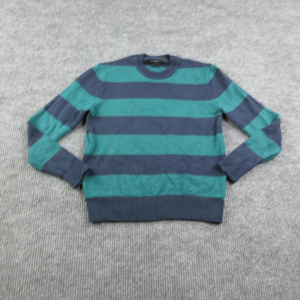 Banana Republic Sweater Mens S Blue Green Striped Crew Neck Pullover Lightweight